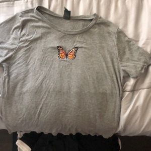 grey butterfly crop top